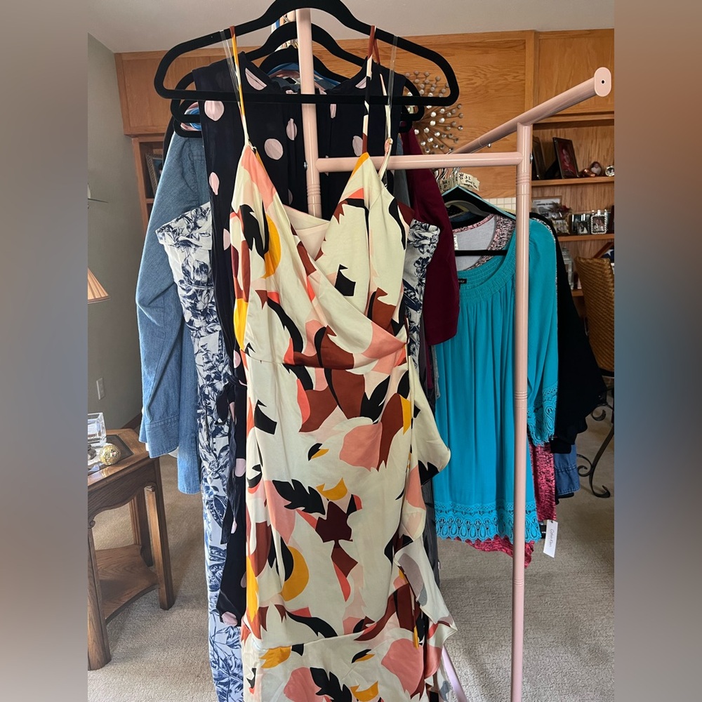Nine West Brown and Yellow Spaghetti Strap Sundress